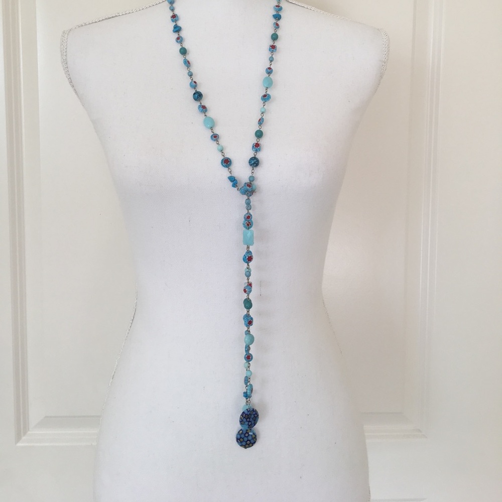 NWOT Adjustable turquoise beaded‎ necklace - Picture 3 of 6